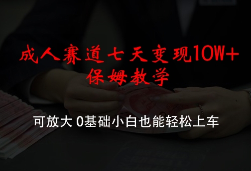 成人赛道七天变现10W+保姆教学，可放大，0基础小白也能轻松上车【揭秘】-中创网_分享中创网创业资讯_最新网络项目资源-网创e学堂