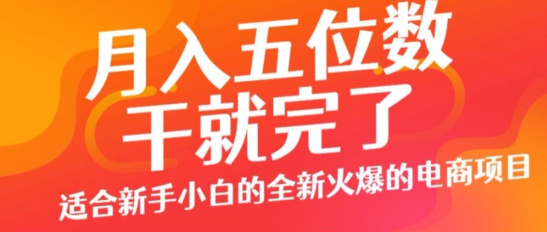 月入五位数，干就完了， 适合新手小白的全新火爆的电商项目-中创网_分享中创网创业资讯_最新网络项目资源-网创e学堂