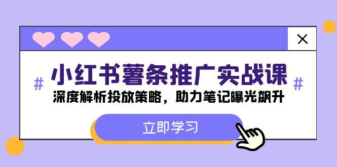 小红书-薯条推广实战课：深度解析投放策略，助力笔记曝光飙升-中创网_分享中创网创业资讯_最新网络项目资源-网创e学堂