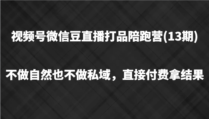 视频号微信豆直播打品陪跑(13期)，不做不自然流不做私域，直接付费拿结果-中创网_分享中创网创业资讯_最新网络项目资源-网创e学堂