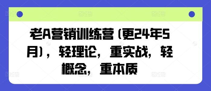 老A营销训练营(更24年8月)，轻理论，重实战，轻概念，重本质-中创网_分享中创网创业资讯_最新网络项目资源-网创e学堂