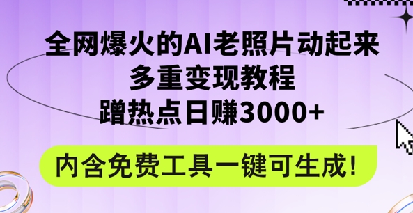 2024年最新赛道AI老照片项目，容易上热门，可全平台操作，操作简单，日入1k-中创网_分享中创网创业资讯_最新网络项目资源-网创e学堂