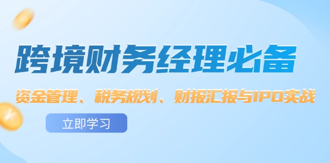 （12323期）跨境 财务经理必备：资金管理、税务规划、财报汇报与IPO实战-中创网_分享中创网创业资讯_最新网络项目资源-网创e学堂