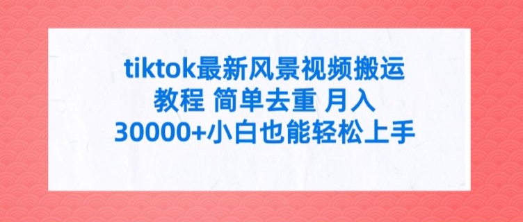 tiktok全新景色视频搬运实例教程 简易去重复 月入3W 新手也可以快速上手【揭密】-中创网_分享中创网创业资讯_最新网络项目资源-网创e学堂