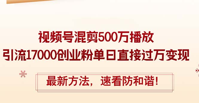 （12391期）精华帖视频号混剪500万播放引流17000创业粉，单日直接过万变现，最新方…-中创网_分享中创网创业资讯_最新网络项目资源-网创e学堂