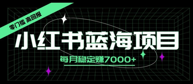 小红书蓝海项目，零门槛、高回报，每月稳定赚7000+-中创网_分享中创网创业资讯_最新网络项目资源-网创e学堂