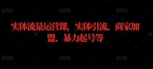 实体流量运营课，实体引流、商家加盟、暴力起号等-中创网_分享中创网创业资讯_最新网络项目资源-网创e学堂