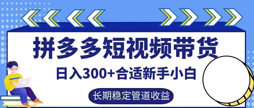 拼多多短视频带货日入300+有长期稳定被动收益，合适新手小白【揭秘】-中创网_分享中创网创业资讯_最新网络项目资源-网创e学堂