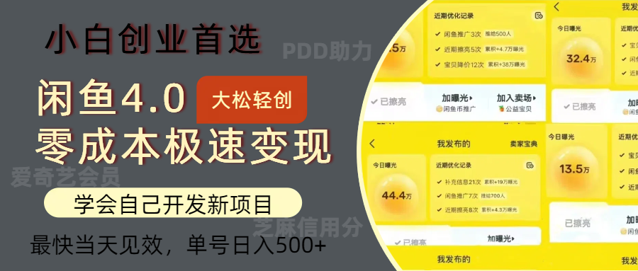 （12434期）闲鱼0成本极速变现项目，多种变现方式 单号日入500+最新玩法-中创网_分享中创网创业资讯_最新网络项目资源-网创e学堂