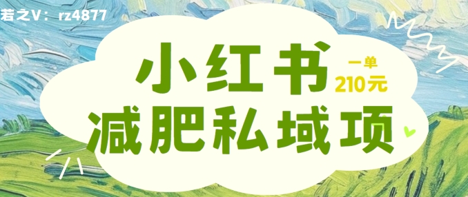 小红书减肥粉，私域变现项目，一单就达210元，小白也能轻松上手【揭秘】-中创网_分享中创网创业资讯_最新网络项目资源-网创e学堂