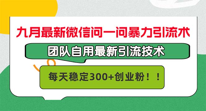 （12735期）九月最新微信问一问暴力引流术，团队自用引流术，每天稳定300+创…-中创网_分享中创网创业资讯_最新网络项目资源-网创e学堂