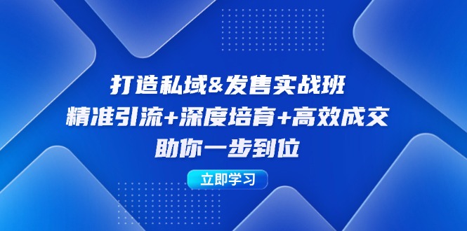 （12642期）打造私域&发售实操班：精准引流+深度培育+高效成交，助你一步到位-中创网_分享中创网创业资讯_最新网络项目资源-网创e学堂