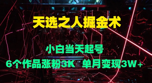 天选之人掘金术，小白当天起号，6个作品涨粉3000+，单月变现3w+-中创网_分享中创网创业资讯_最新网络项目资源-网创e学堂