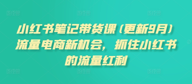 小红书笔记带货课(更新9月)流量电商新机会，抓住小红书的流量红利-中创网_分享中创网创业资讯_最新网络项目资源-网创e学堂