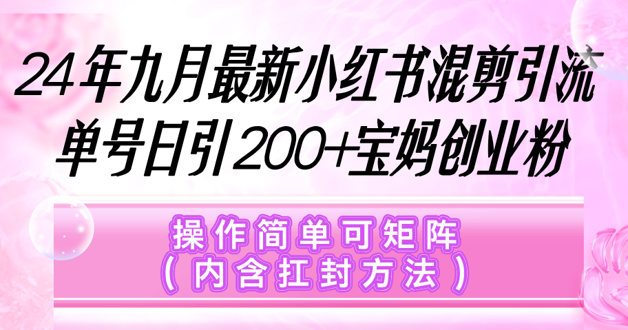 （12530期）小红书混剪引流，单号日引200+宝妈创业粉，操作简单可矩阵（内含扛封…-中创网_分享中创网创业资讯_最新网络项目资源-网创e学堂