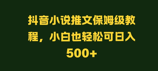 抖音小说推文保姆级教程，小白也轻松可日入500+-中创网_分享中创网创业资讯_最新网络项目资源-网创e学堂