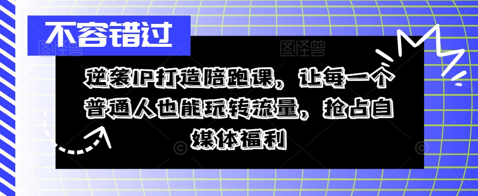 逆袭IP打造陪跑课，让每一个普通人也能玩转流量，抢占自媒体福利-中创网_分享中创网创业资讯_最新网络项目资源-网创e学堂