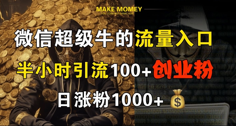 微信超级牛的流量入口，半小时引流100+创业粉，日涨粉1000+-中创网_分享中创网创业资讯_最新网络项目资源-网创e学堂