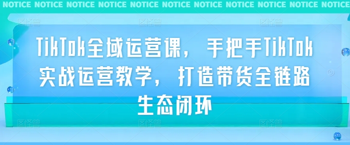 TikTok全域运营课，手把手TikTok实战运营教学，打造带货全链路生态闭环-中创网_分享中创网创业资讯_最新网络项目资源-网创e学堂