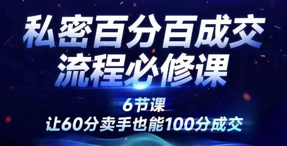 私密百分百成交流程线上训练营，绝对成交，让60分卖手也能100分成交-中创网_分享中创网创业资讯_最新网络项目资源-网创e学堂