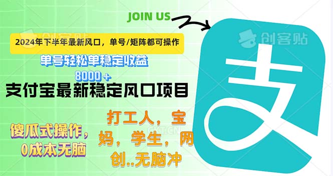 （12563期）下半年最新风口项目，支付宝最稳定玩法，0成本无脑操作，最快当天提现…-中创网_分享中创网创业资讯_最新网络项目资源-网创e学堂