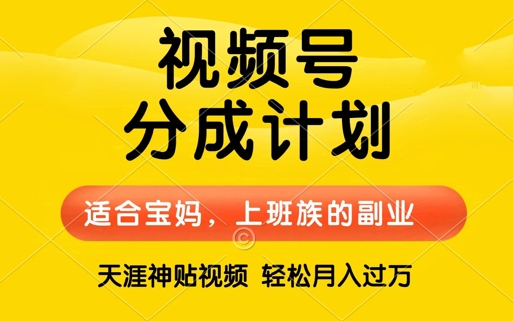 视频号分成计划，天涯贴视频，赚收益，轻松月入过万，操作简单，适合宝妈，上班族-中创网_分享中创网创业资讯_最新网络项目资源-网创e学堂