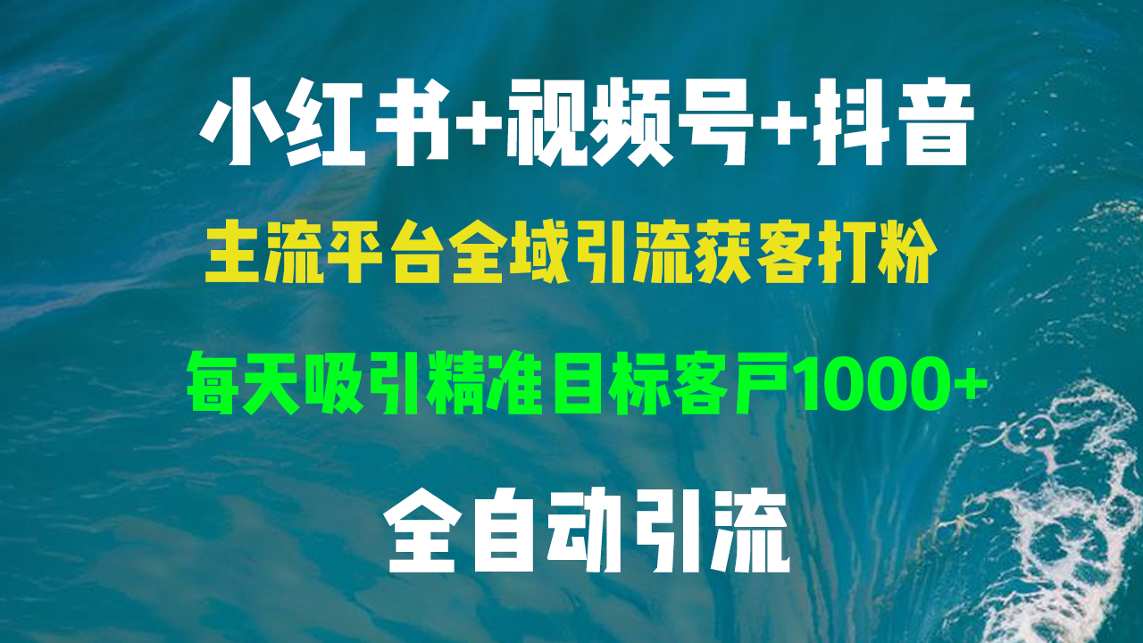 （13104期）小红书，视频号，抖音主流平台全域引流获客打粉，每天吸引精准目标客户…-中创网_分享中创网创业资讯_最新网络项目资源-网创e学堂