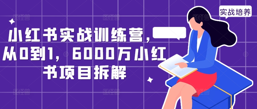 小红书实战训练营，从0到1，6000万小红书项目拆解-中创网_分享中创网创业资讯_最新网络项目资源-网创e学堂