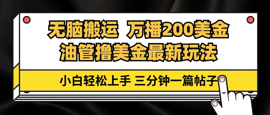 （13050期）油管无脑搬运撸美金玩法教学，万播200刀，三分钟一篇帖子，小白轻松上手-中创网_分享中创网创业资讯_最新网络项目资源-网创e学堂