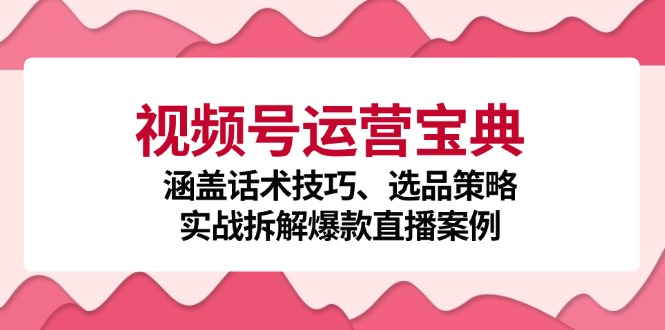 视频号运营宝典：涵盖话术技巧、选品策略、实战拆解爆款直播案例-中创网_分享中创网创业资讯_最新网络项目资源-网创e学堂