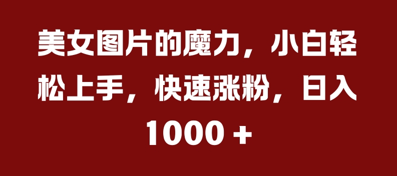 美女图片的魔力，小白轻松上手，快速涨粉，日入几张【揭秘】-中创网_分享中创网创业资讯_最新网络项目资源-网创e学堂