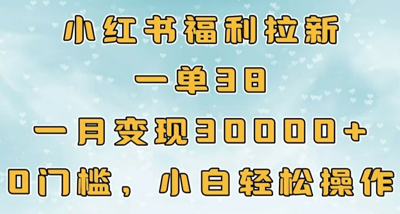 小红书福利拉新，一单38，一月3000+轻轻松松，0门槛小白轻松操作-中创网_分享中创网创业资讯_最新网络项目资源-网创e学堂