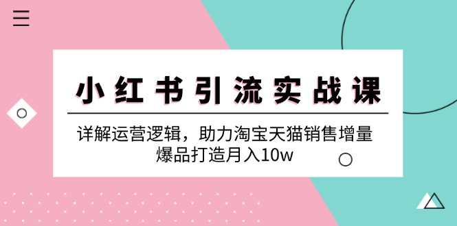 小红书引流实战课：详解运营逻辑，助力淘宝天猫销售增量，爆品打造月入10w-中创网_分享中创网创业资讯_最新网络项目资源-网创e学堂