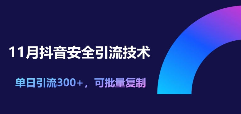 11月抖音安全引流技术，单日引流300+，可批量复制-中创网_分享中创网创业资讯_最新网络项目资源-网创e学堂