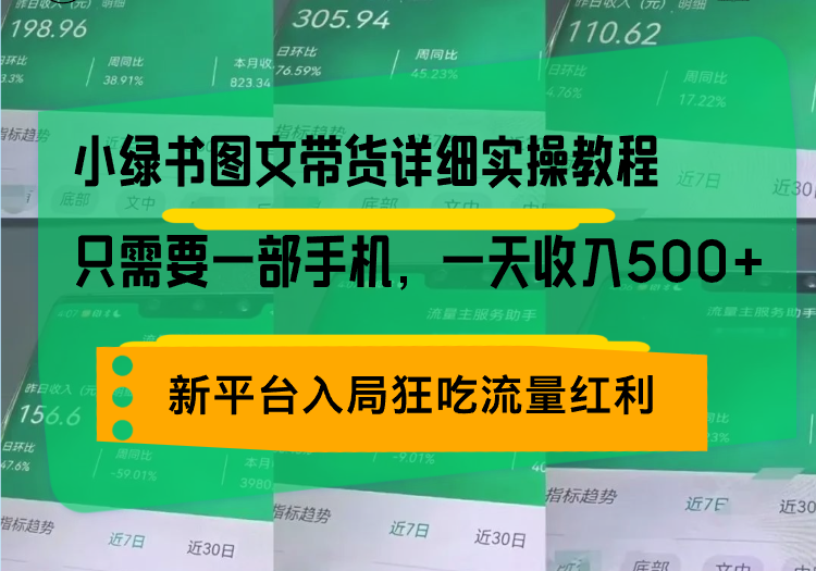 （13509期）小绿书图文带货详细实操教程，只需要一部手机，一天收入500+，轻松变现-中创网_分享中创网创业资讯_最新网络项目资源-网创e学堂