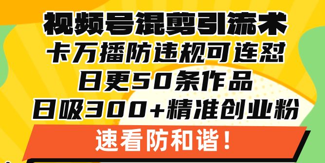 （13400期）视频号混剪引流技术，500万播放引流17000创业粉，操作简单当天学会-中创网_分享中创网创业资讯_最新网络项目资源-网创e学堂