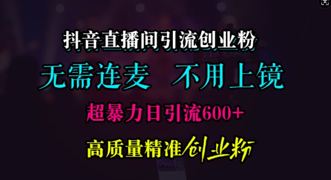 抖音直播间引流创业粉，无需连麦、无需上镜，超暴力日引流600+高质量精准创业粉【揭秘】-中创网_分享中创网创业资讯_最新网络项目资源-网创e学堂