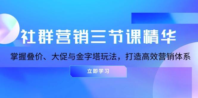 社群营销三节课精华：掌握叠价、大促与金字塔玩法，打造高效营销体系-中创网_分享中创网创业资讯_最新网络项目资源-网创e学堂