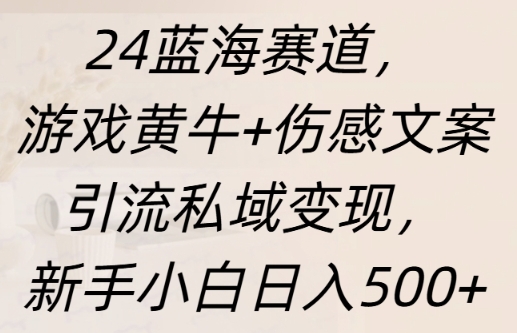 蓝海赛道，游戏黄牛+伤感文案引流私域变现，新手小白日入多张-中创网_分享中创网创业资讯_最新网络项目资源-网创e学堂