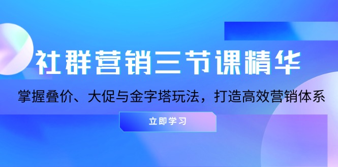 （13431期）社群营销三节课精华：掌握叠价、大促与金字塔玩法，打造高效营销体系-中创网_分享中创网创业资讯_最新网络项目资源-网创e学堂