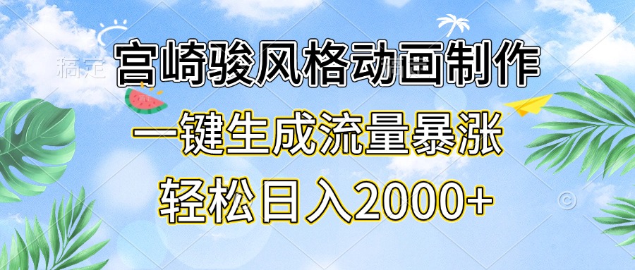 （13386期）宫崎骏风格动画制作，一键生成流量暴涨，轻松日入2000+-中创网_分享中创网创业资讯_最新网络项目资源-网创e学堂