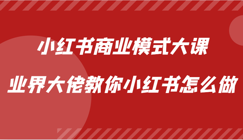 小红书商业模式大课，业界大佬教你小红书怎么做【视频课】-中创网_分享中创网创业资讯_最新网络项目资源-网创e学堂