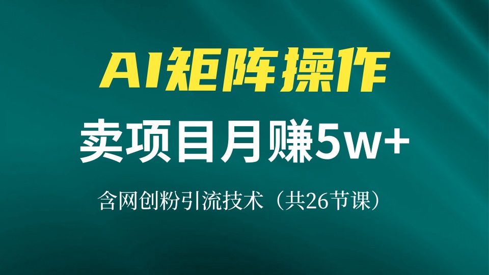 （13335期）网创IP打造课，借助AI卖项目月赚5万+，含引流技术（共26节课）-中创网_分享中创网创业资讯_最新网络项目资源-网创e学堂