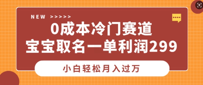 0成本冷门赛道，宝宝取名一单利润299，小白轻松月入过万-中创网_分享中创网创业资讯_最新网络项目资源-网创e学堂