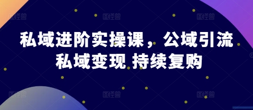 私域进阶实操课，公域引流 私域变现 持续复购-中创网_分享中创网创业资讯_最新网络项目资源-网创e学堂