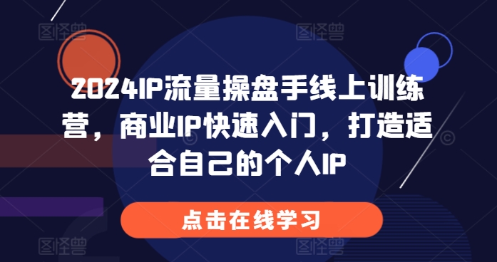 2024IP流量操盘手线上训练营，商业IP快速入门，打造适合自己的个人IP-中创网_分享中创网创业资讯_最新网络项目资源-网创e学堂