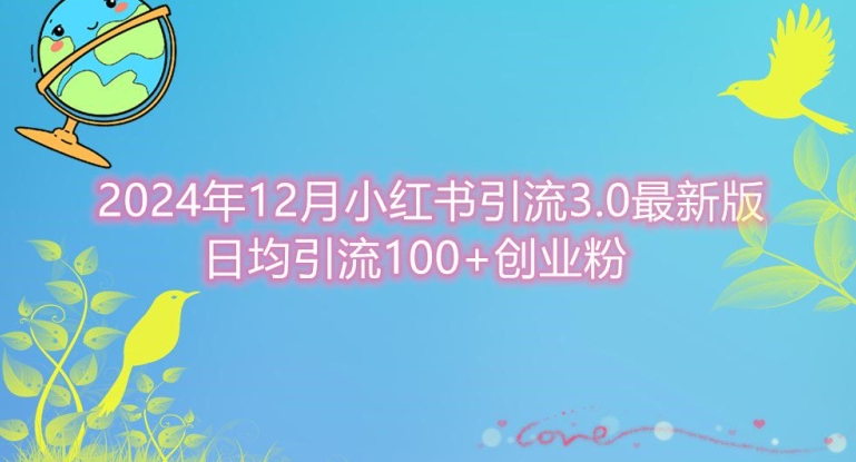 2024年12月小红书引流最新版，日均引流100+创业粉-中创网_分享中创网创业资讯_最新网络项目资源-网创e学堂