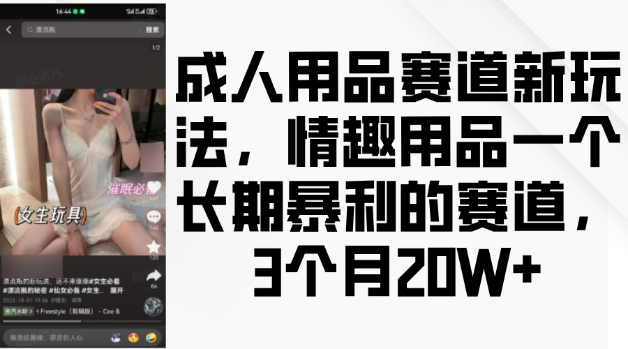 成人用品赛道新玩法，情趣用品一个长期暴利的赛道，3个月20W+-中创网_分享中创网创业资讯_最新网络项目资源-网创e学堂