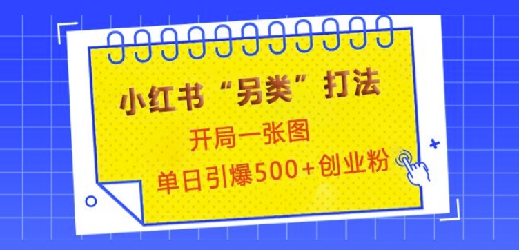 小红书“另类”打法，开局一张图，单日引爆500+精准创业粉【揭秘】-中创网_分享中创网创业资讯_最新网络项目资源-网创e学堂