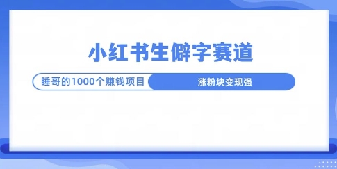 小红书生僻字玩法，快速涨分变现详解-中创网_分享中创网创业资讯_最新网络项目资源-网创e学堂